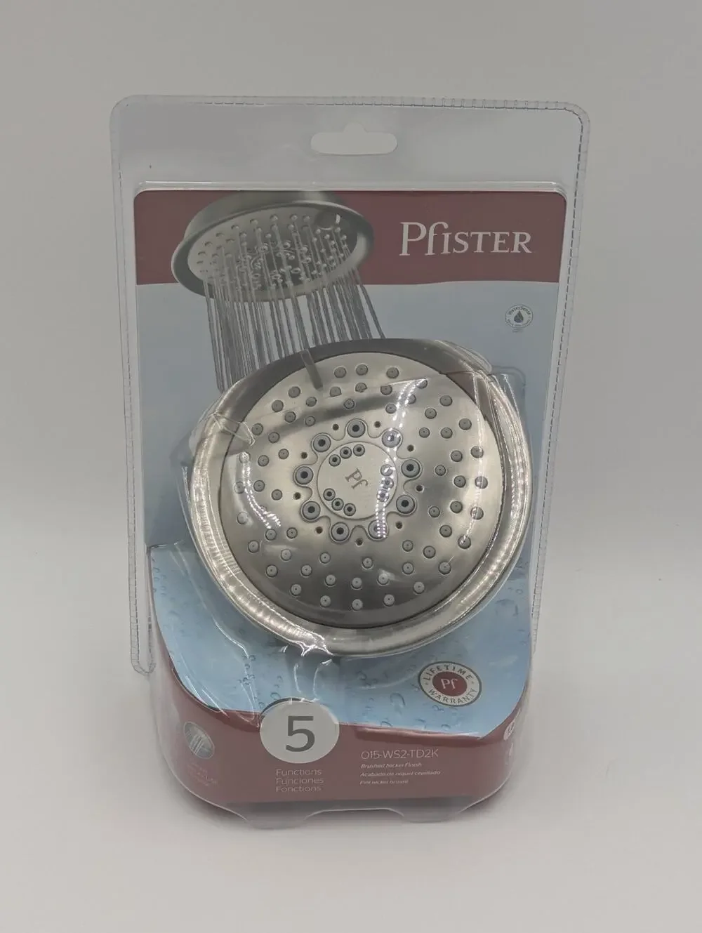 Pfister 5-Function 1.8gpm Shower Head Brushed Nickel Finish 015-WS2-TD2K New